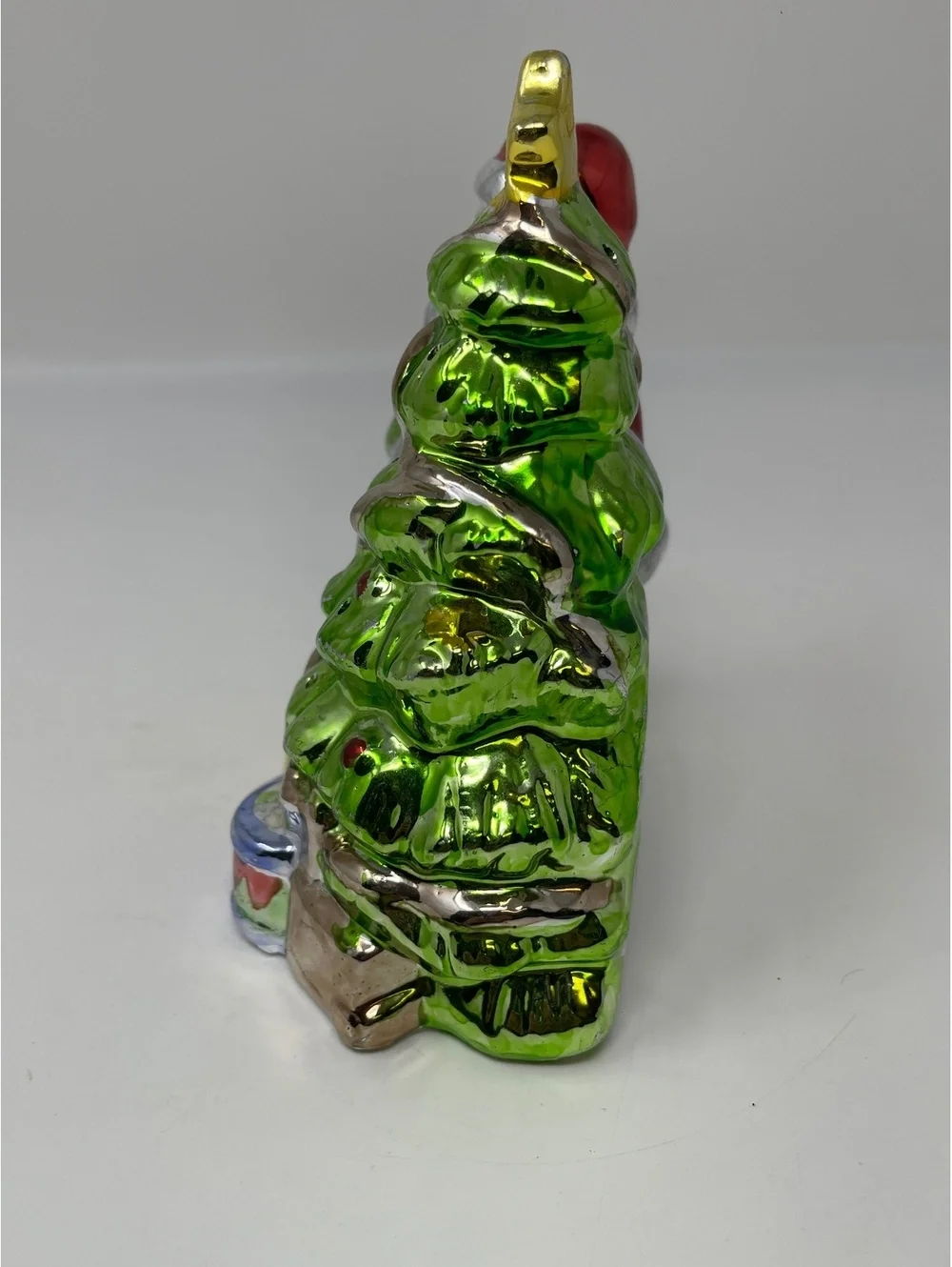 Vintage Style Metallic Santa Claus & Christmas Tree Ceramic Tea Light Holder
